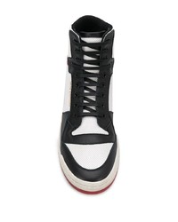 weiße und schwarze hohe Sneakers aus Leder von Saint Laurent