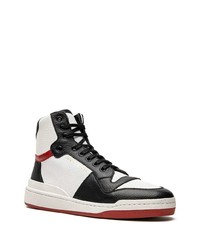 weiße und schwarze hohe Sneakers aus Leder von YSL