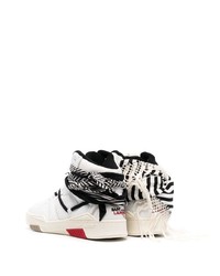 weiße und schwarze hohe Sneakers aus Leder von Saint Laurent