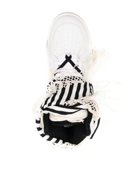 weiße und schwarze hohe Sneakers aus Leder von Saint Laurent