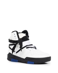 weiße und schwarze hohe Sneakers aus Leder von Saint Laurent