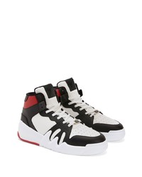 weiße und schwarze hohe Sneakers aus Leder von Giuseppe Zanotti