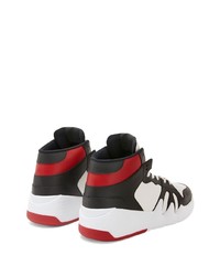 weiße und schwarze hohe Sneakers aus Leder von Giuseppe Zanotti