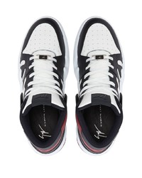 weiße und schwarze hohe Sneakers aus Leder von Giuseppe Zanotti