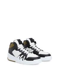 weiße und schwarze hohe Sneakers aus Leder von Giuseppe Zanotti