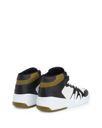 weiße und schwarze hohe Sneakers aus Leder von Giuseppe Zanotti