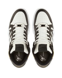 weiße und schwarze hohe Sneakers aus Leder von Giuseppe Zanotti