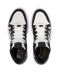 weiße und schwarze hohe Sneakers aus Leder von Giuseppe Zanotti