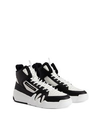 weiße und schwarze hohe Sneakers aus Leder von Giuseppe Zanotti