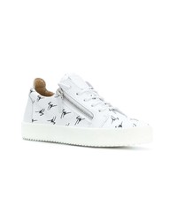 weiße und schwarze hohe Sneakers aus Leder von Giuseppe Zanotti Design