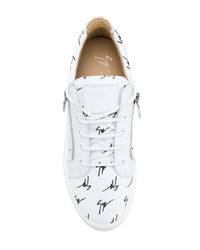 weiße und schwarze hohe Sneakers aus Leder von Giuseppe Zanotti Design