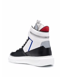 weiße und schwarze hohe Sneakers aus Leder von Les Hommes