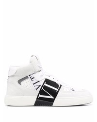 weiße und schwarze hohe Sneakers aus Leder von Valentino Garavani