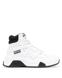 weiße und schwarze hohe Sneakers aus Leder von VERSACE JEANS COUTURE