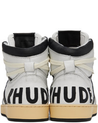 weiße und schwarze hohe Sneakers aus Leder von Rhude