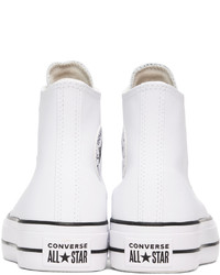 weiße und schwarze hohe Sneakers aus Leder von Converse