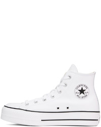 weiße und schwarze hohe Sneakers aus Leder von Converse