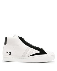 weiße und schwarze hohe Sneakers aus Leder von Y-3