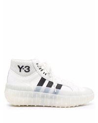 weiße und schwarze hohe Sneakers aus Leder von Y-3