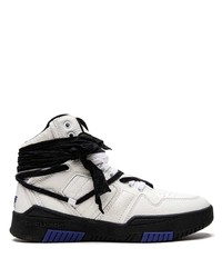 weiße und schwarze hohe Sneakers aus Leder von YSL