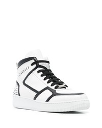 weiße und schwarze hohe Sneakers aus Leder von Roberto Cavalli