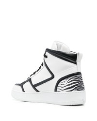 weiße und schwarze hohe Sneakers aus Leder von Roberto Cavalli