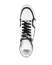 weiße und schwarze hohe Sneakers aus Leder von Roberto Cavalli