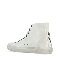 weiße und schwarze hohe Sneakers von Saint Laurent