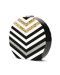 weiße und schwarze horizontal gestreifte Clutch von Isla