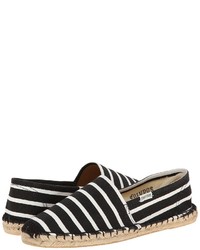 weiße und schwarze horizontal gestreifte Espadrilles