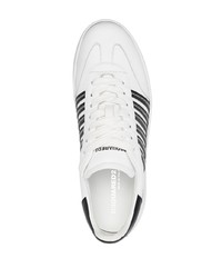 weiße und schwarze horizontal gestreifte Leder niedrige Sneakers von DSQUARED2