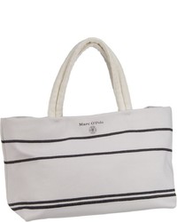 weiße und schwarze horizontal gestreifte Shopper Tasche aus Segeltuch von Marc O'Polo