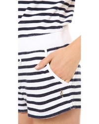 weiße und schwarze horizontal gestreifte Shorts von Juicy Couture