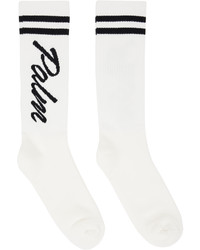 weiße und schwarze horizontal gestreifte Socken von Palm Angels