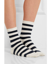 weiße und schwarze horizontal gestreifte Socken von Sonia Rykiel