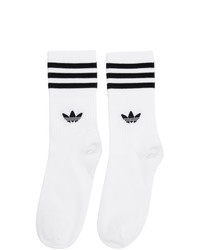 weiße und schwarze horizontal gestreifte Socken von adidas Originals