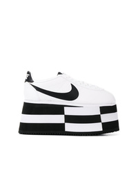 weiße und schwarze klobige Leder niedrige Sneakers von Comme des Garcons