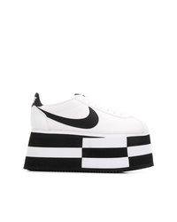 weiße und schwarze klobige Leder niedrige Sneakers von Comme des Garcons
