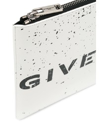 weiße und schwarze Leder Clutch Handtasche von Givenchy