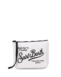 weiße und schwarze Leder Clutch Handtasche von MC2 Saint Barth