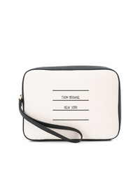 weiße und schwarze Leder Clutch Handtasche von Thom Browne