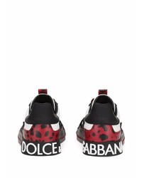 weiße und schwarze Leder niedrige Sneakers von Dolce & Gabbana