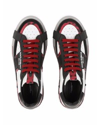 weiße und schwarze Leder niedrige Sneakers von Dolce & Gabbana