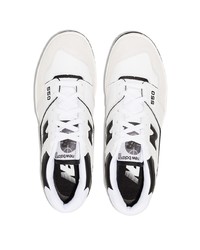 weiße und schwarze Leder niedrige Sneakers von New Balance
