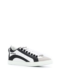 weiße und schwarze Leder niedrige Sneakers von DSQUARED2