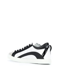 weiße und schwarze Leder niedrige Sneakers von DSQUARED2