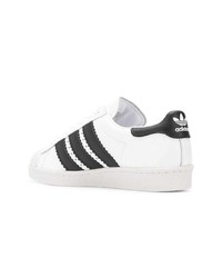 weiße und schwarze Leder niedrige Sneakers von adidas