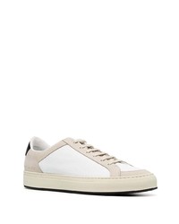 weiße und schwarze Leder niedrige Sneakers von Common Projects