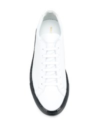 weiße und schwarze Leder niedrige Sneakers von Common Projects