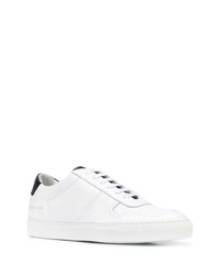 weiße und schwarze Leder niedrige Sneakers von Common Projects